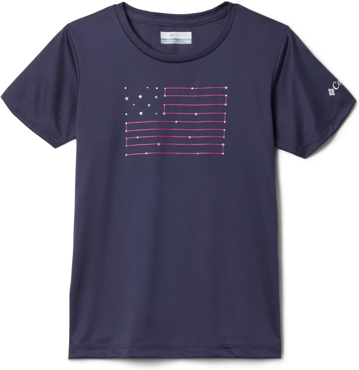 

Columbia Girls' Mirror Creek футболка с коротким рукавом и принтом, Nocturnal Constellation Flag