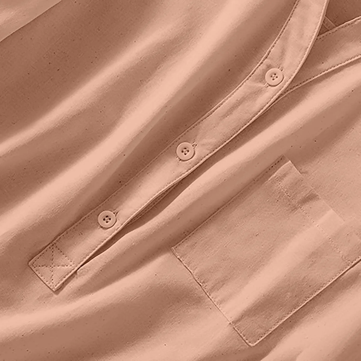 Блуза с воротником-стойкой, свободная, Cotton and Linen, красный — фото 4