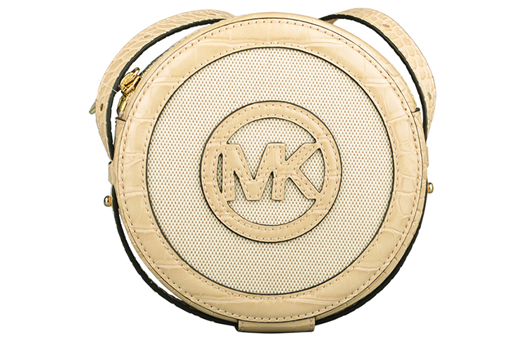 

Кожаная круглая сумка Aidy, через плечо, кроссбоди женская бежево-желтая MICHAEL KORS