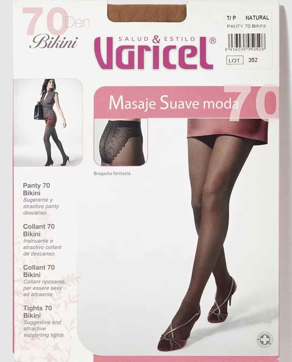 

Женские трусики бикини Varicel плотностью 70 ден для медицинского отдыха, цвет Natural