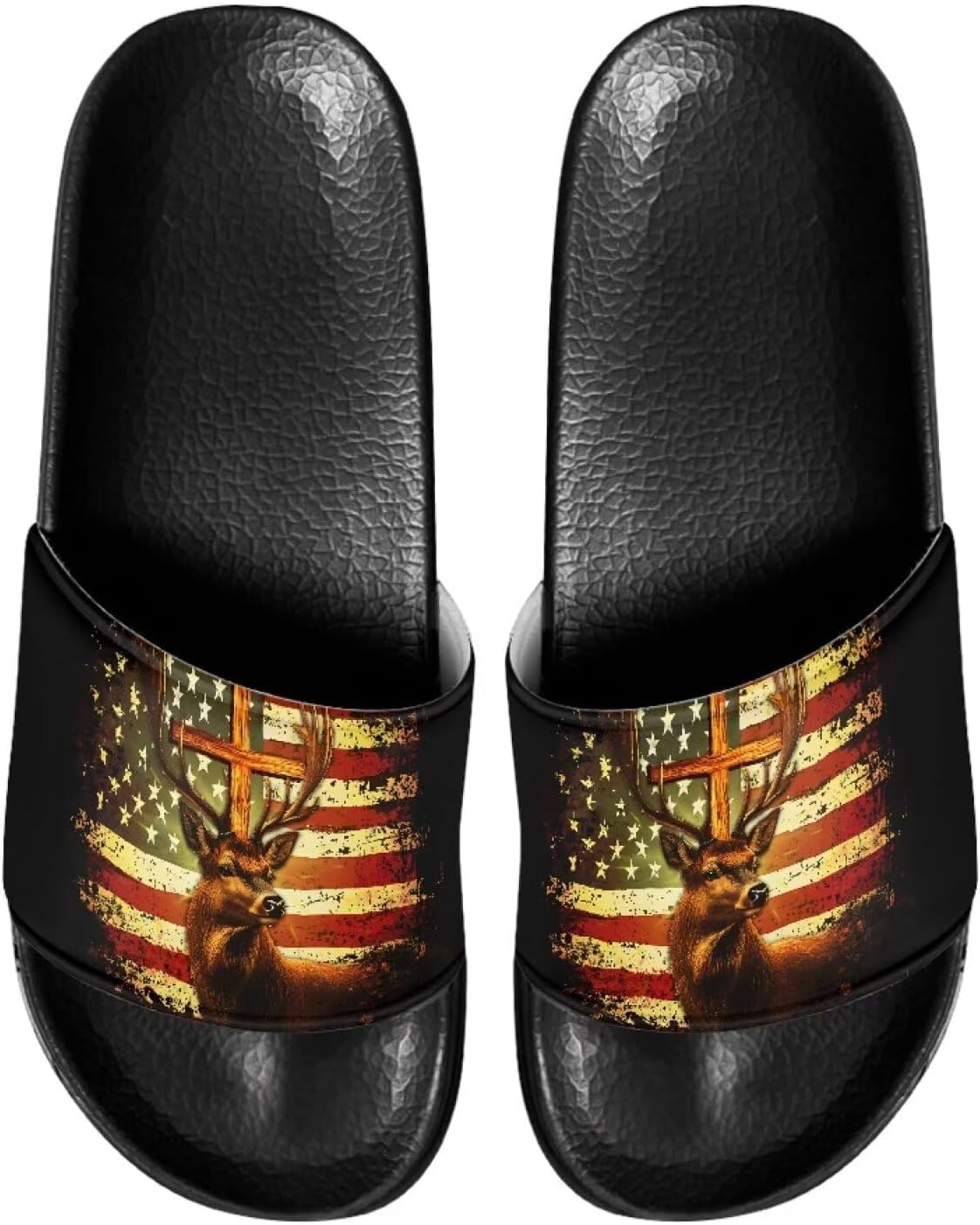 

Мужские шлепанцы с нескользящей подошвой, для ванной, быстросохнущие, легкие, подходят для душа, пляжа и повседневной прогулки Ocwfudsx, Flag Deer