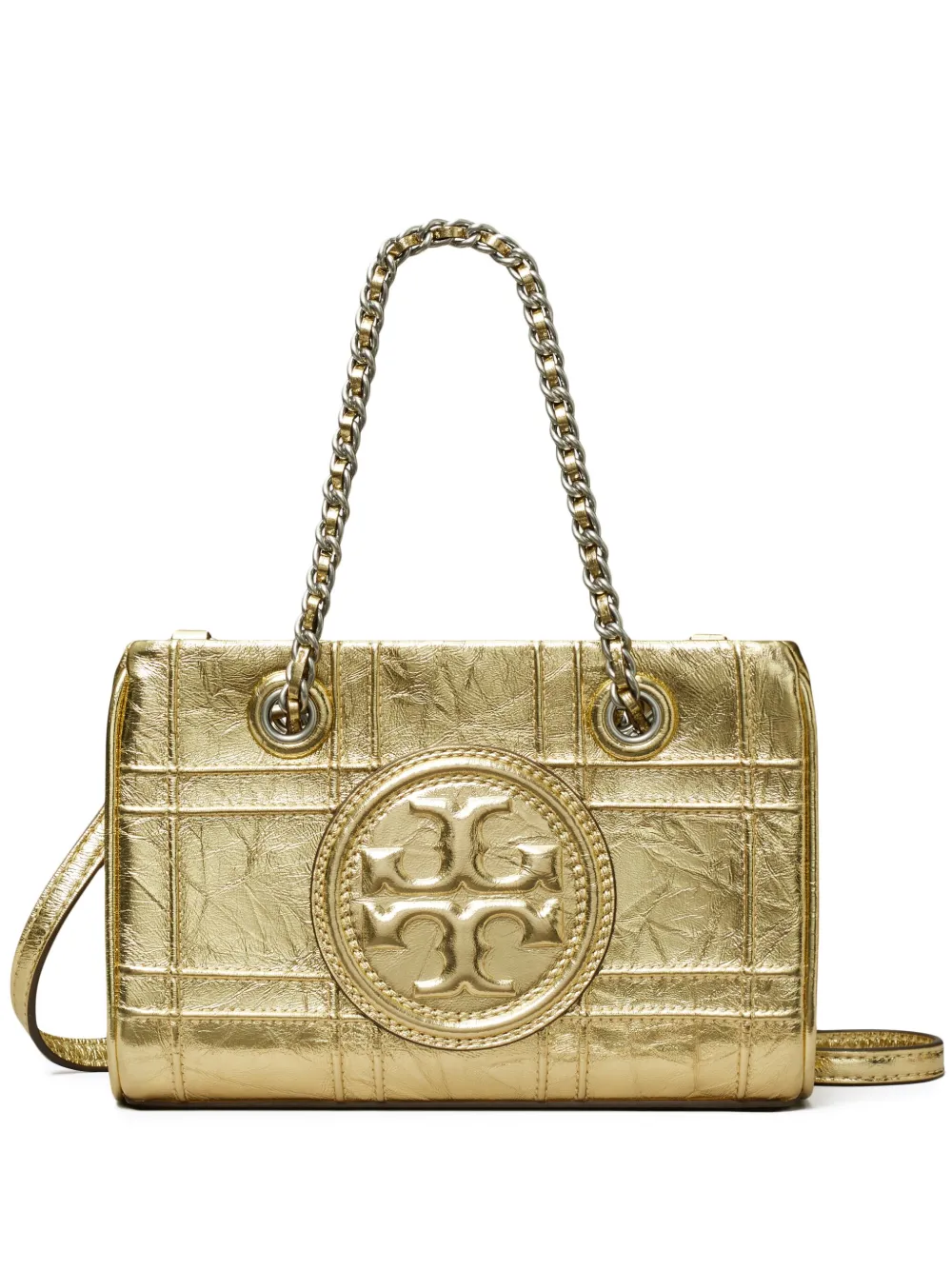 

Стеганая сумка-тоут Fleming Soft Metalling Chain размера мини Tory Burch, золотой