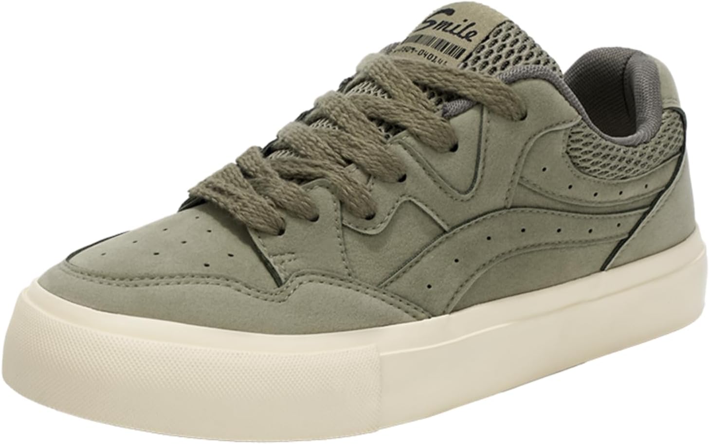 

Мужские низкие кроссовки из оливково-зеленой замши, ретро-стиль, повседневная обувь с толстыми шнурками, удобная для ежедневного ношения Aokisx