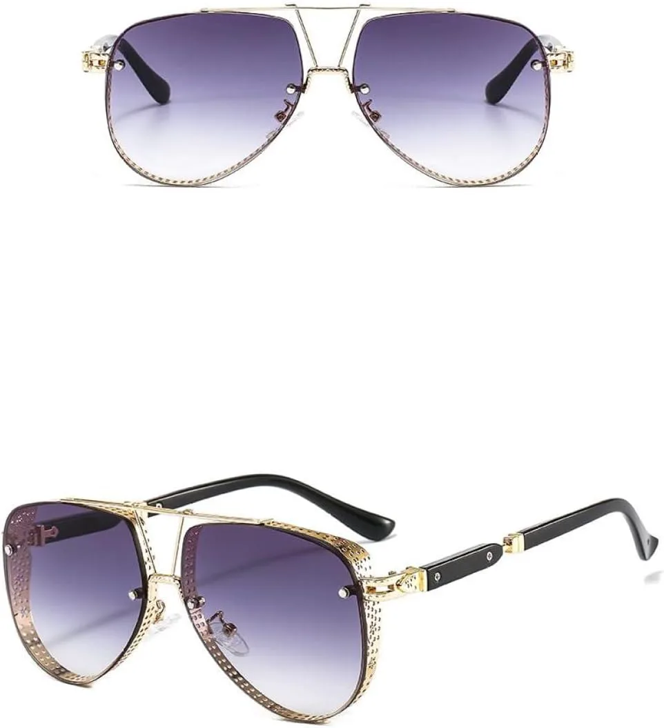 

Овальные солнцезащитные очки с ажурным узором для мужчин и женщин, роскошные, в трендовом стиле, с металлической оправой и градиентными линзами generic, Sku2