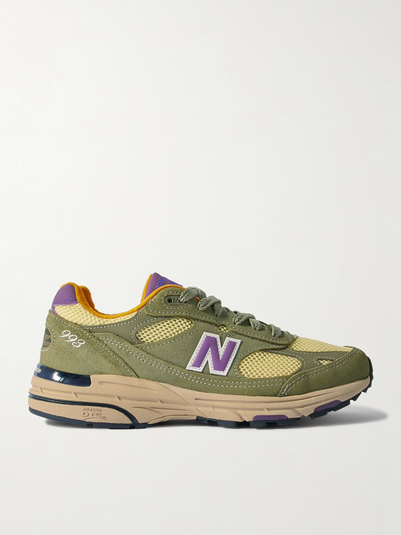 993 Кроссовки из сетки и замши с кожаной отделкой NEW BALANCE, зеленый — фото 3
