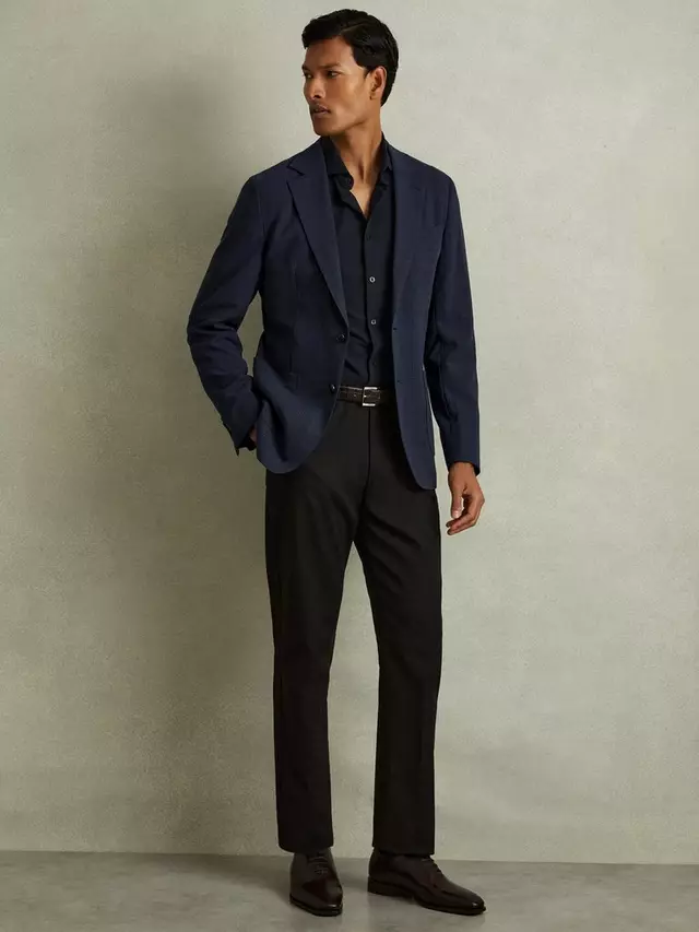 

Блейзер Reiss Reiss Charles Checked Single Breasted, темно-синий