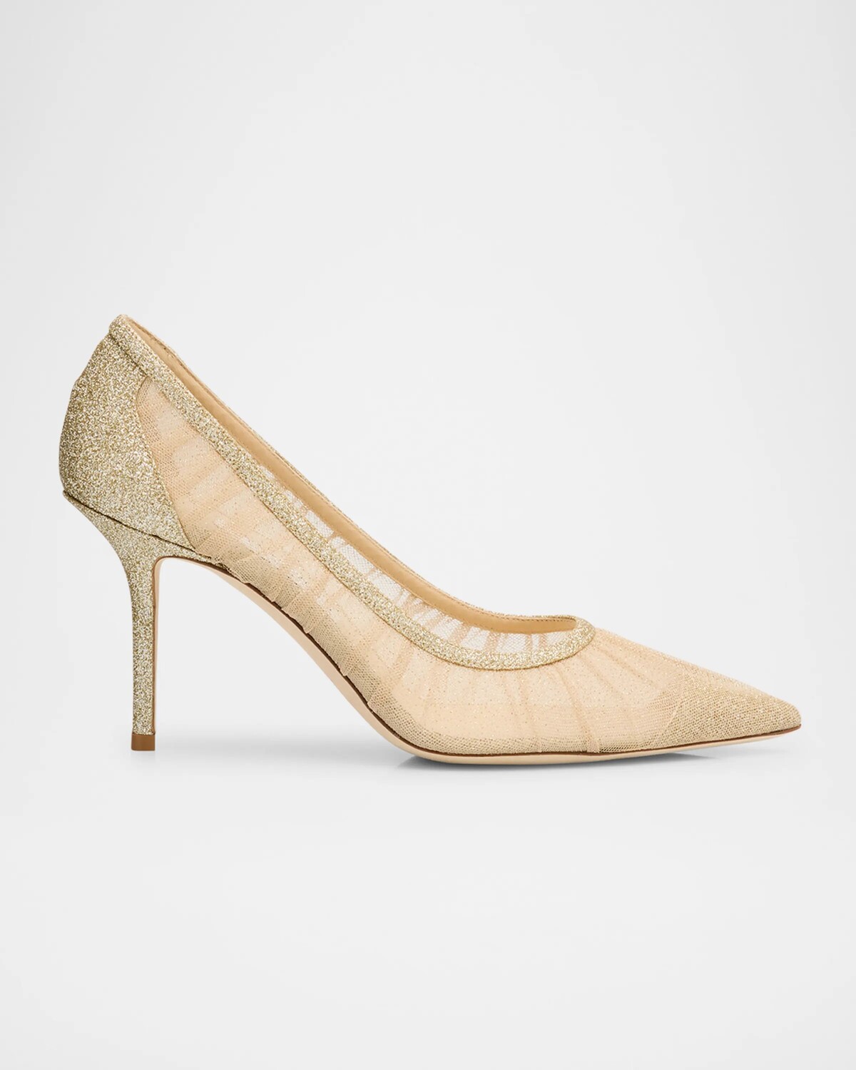 Туфли Love 85mm из блестящего тюля Jimmy Choo, золотой