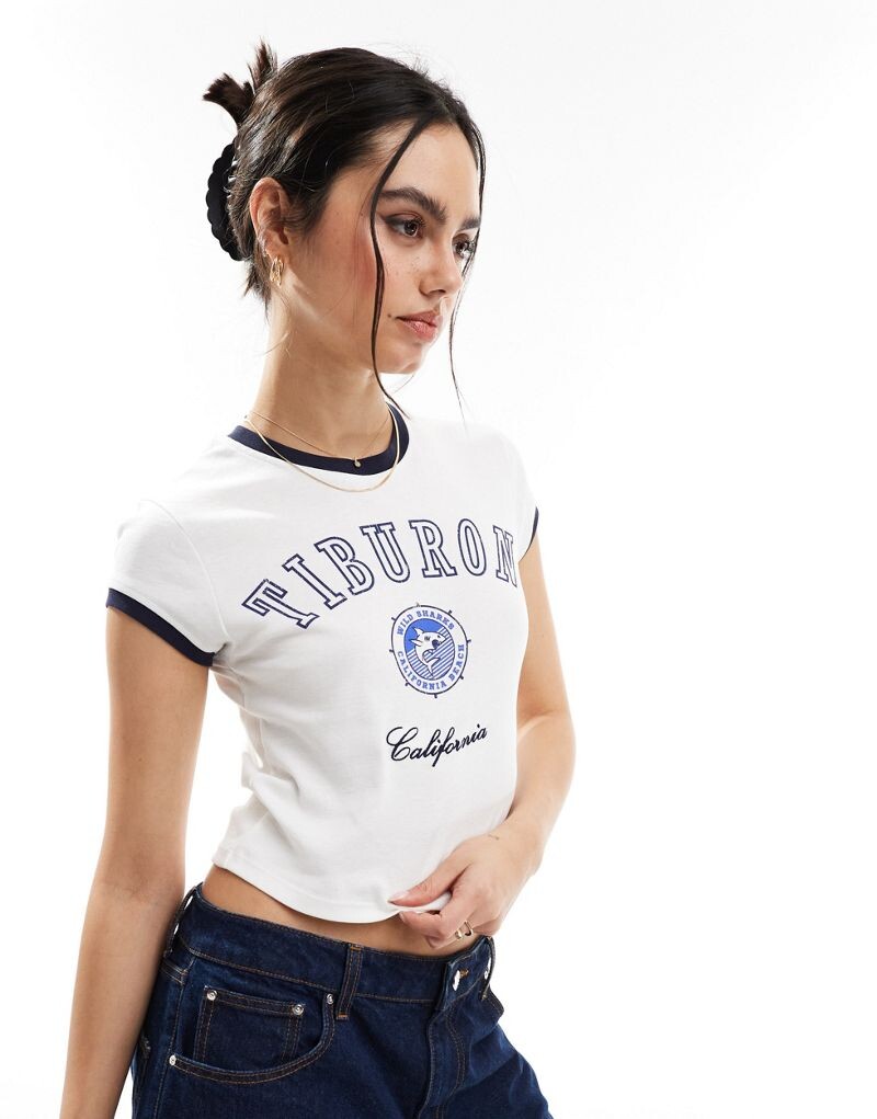 

Stradivarius — STR — Футболка темно-синего цвета с графикой