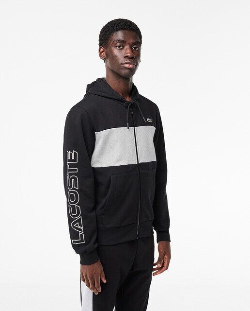 

Толстовка Jogger с цветными блоками, капюшоном и молнией Lacoste, черный