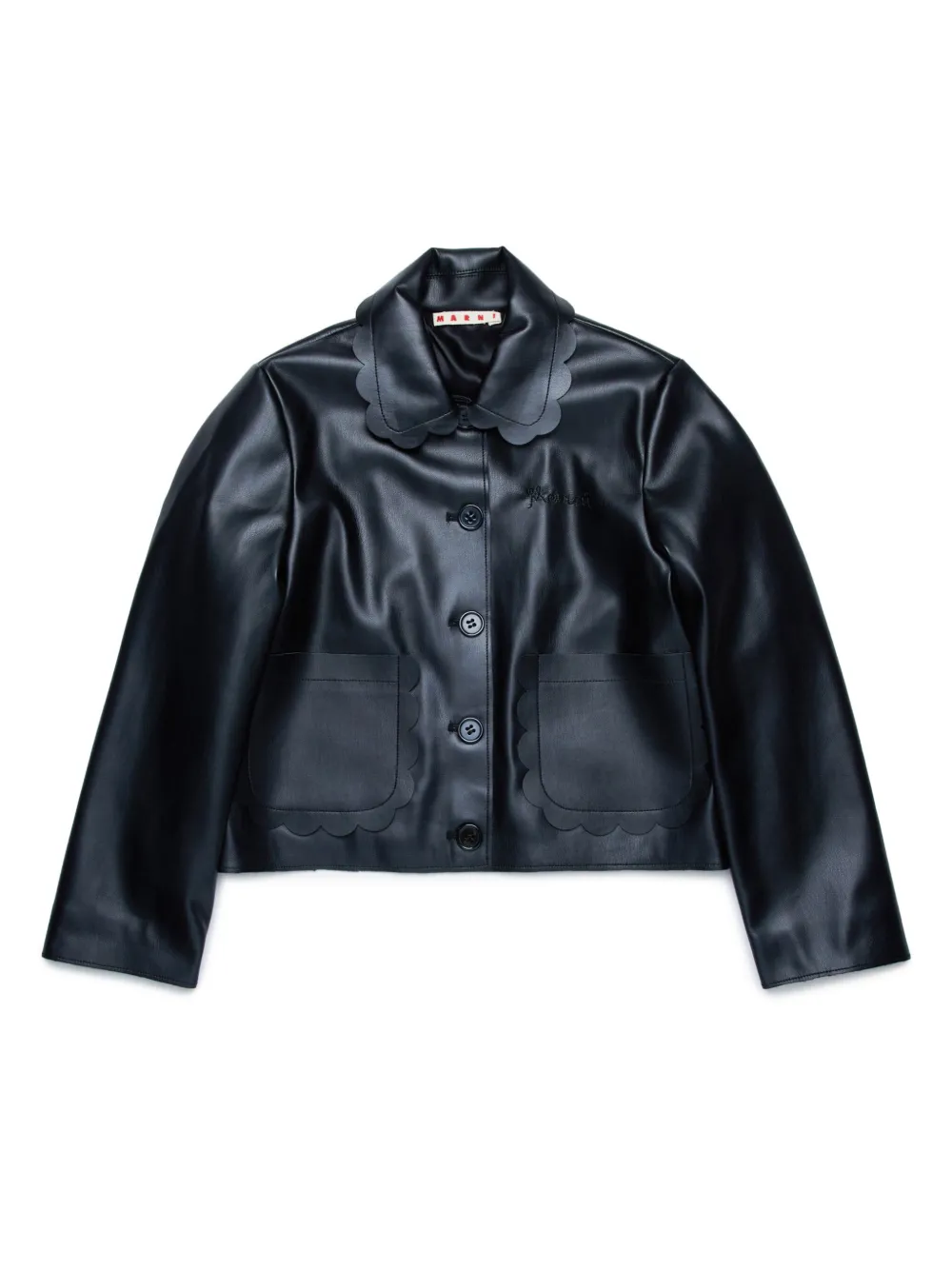

Куртка с фестонами и вышитым логотипом Marni Kids, черный