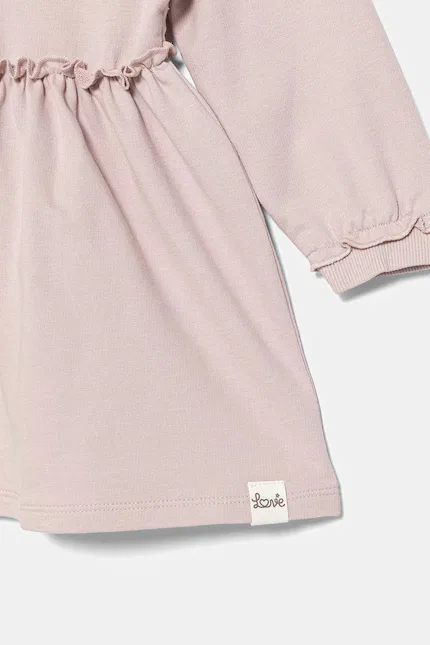 Платье расклешенное хлопковое United Colors of Benetton, розовый — фото 3