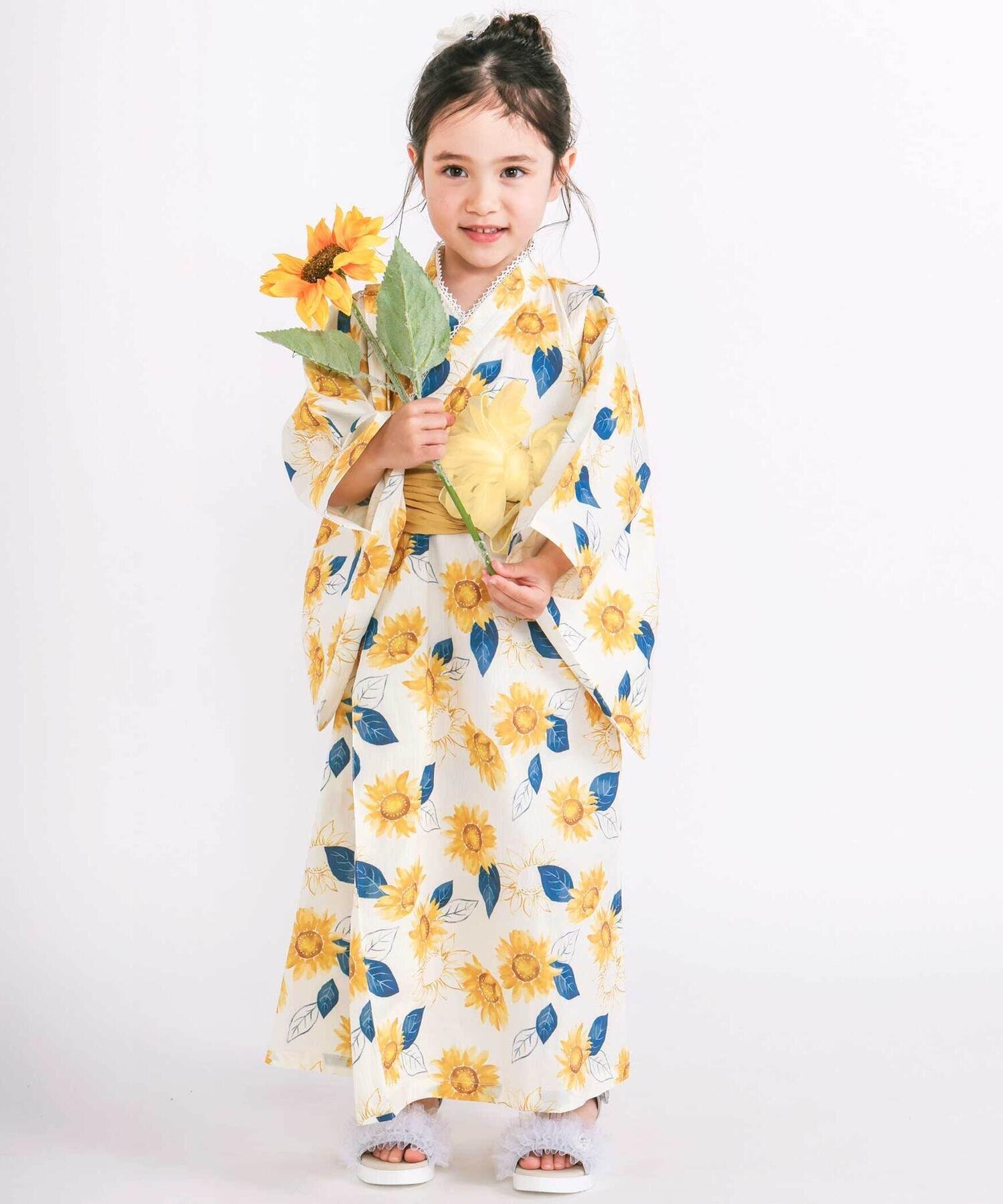 Комплект из трех предметов: юката и два пояса оби (90-140 см) SLAP SLIP, Yellow (Sunflower)