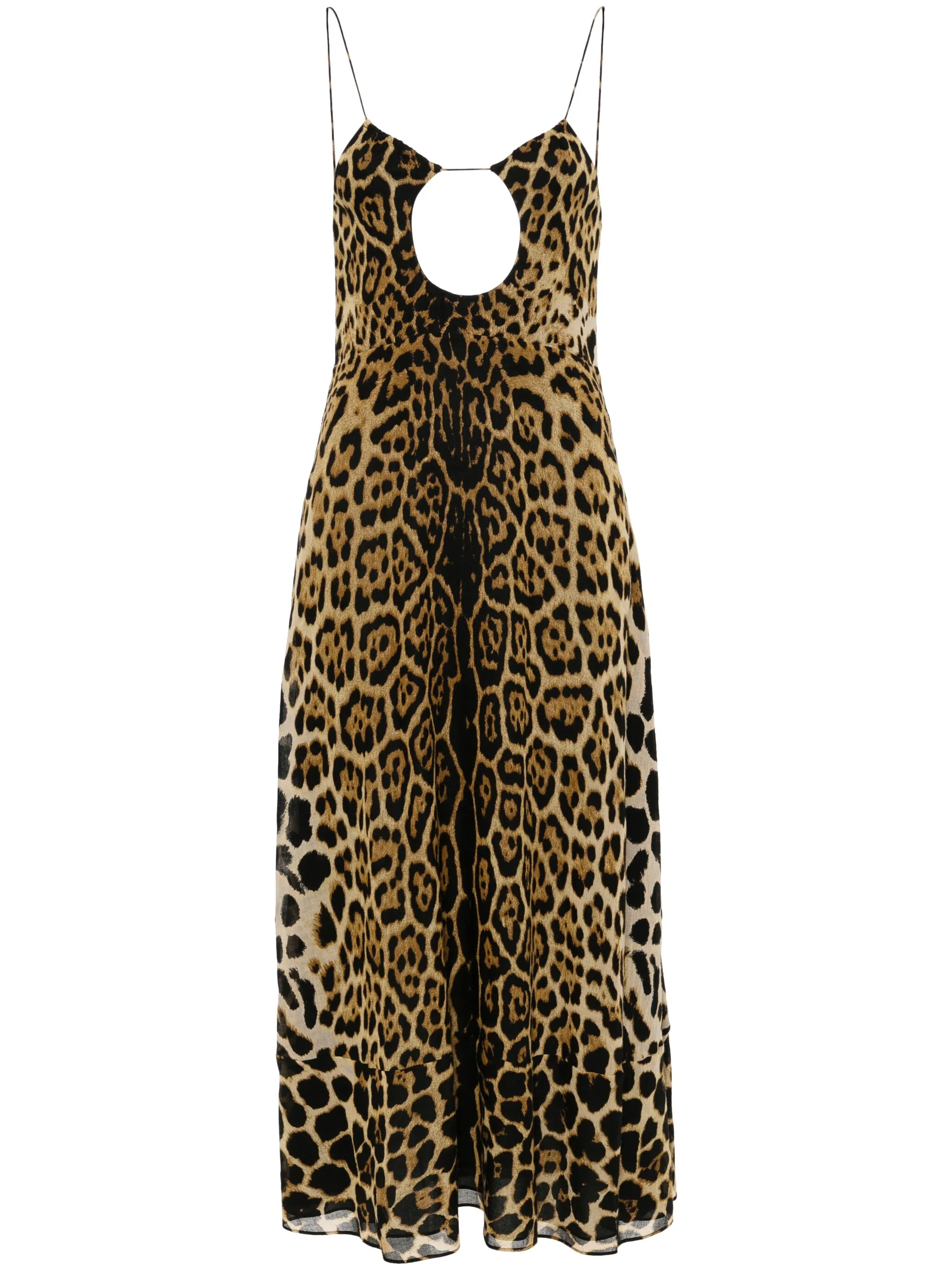

Платье миди с леопардовым принтом Saint Laurent, коричневый