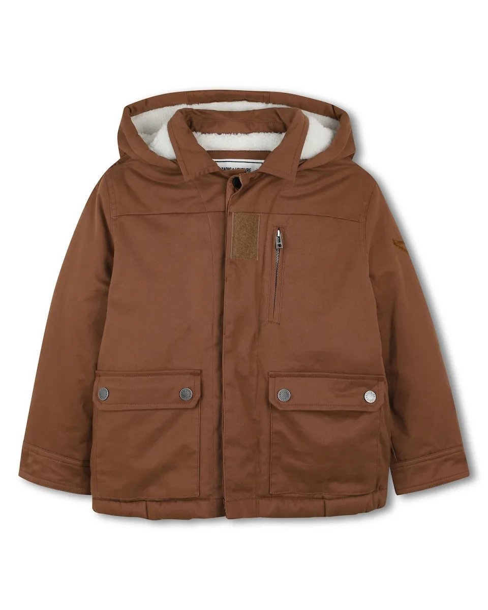 

Детская парка коричневого цвета из хлопка Zadig & Voltaire