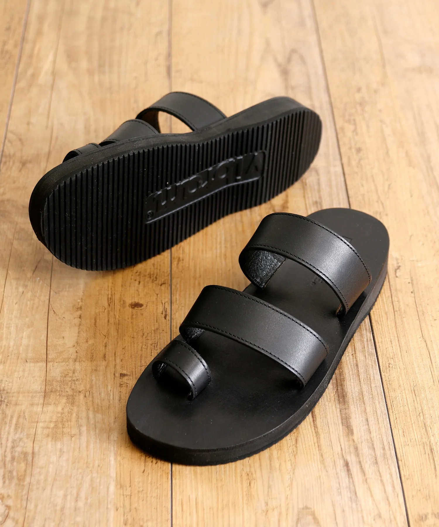 Мужские сандалии из натуральной кожи на подошве VIBRAM PADRONE PU2308-3204 черные — фото 2