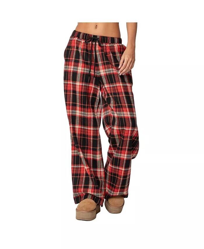 

Женские широкие брюки Lounge Around Plaid Edikted, красный