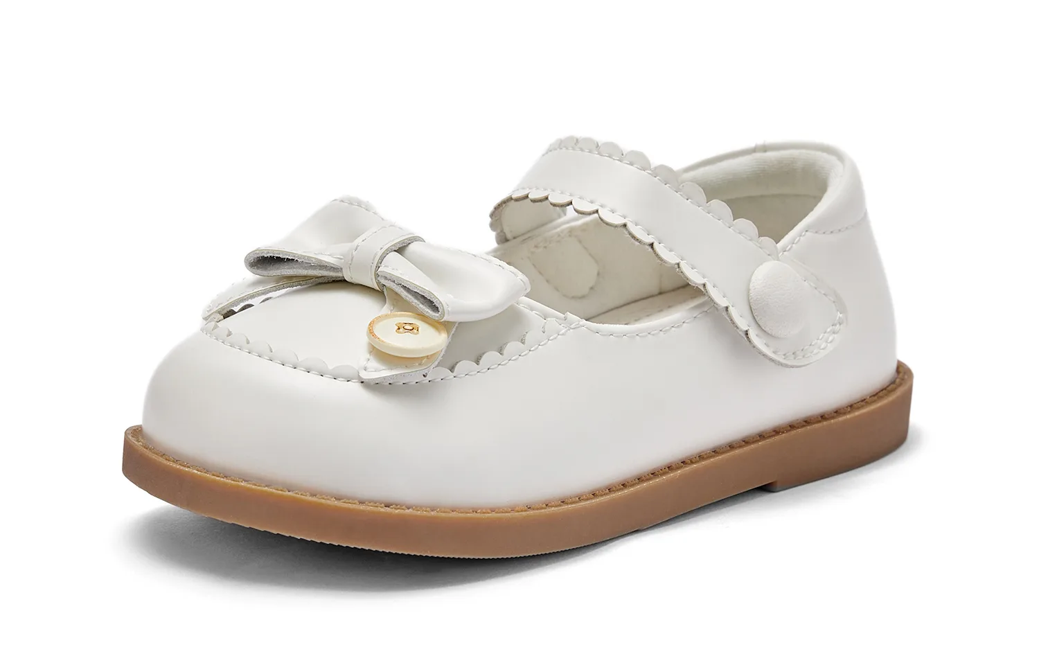 Детские кожаные туфли low top из микрофибры, нескользящие, износостойкие, легкие DAVE&BELLA, экрю — фото 4