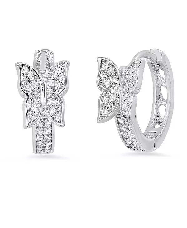 

Женские серьги-хаги в форме бабочек из стерлингового серебра с имитацией бриллиантов Steeltime, silver