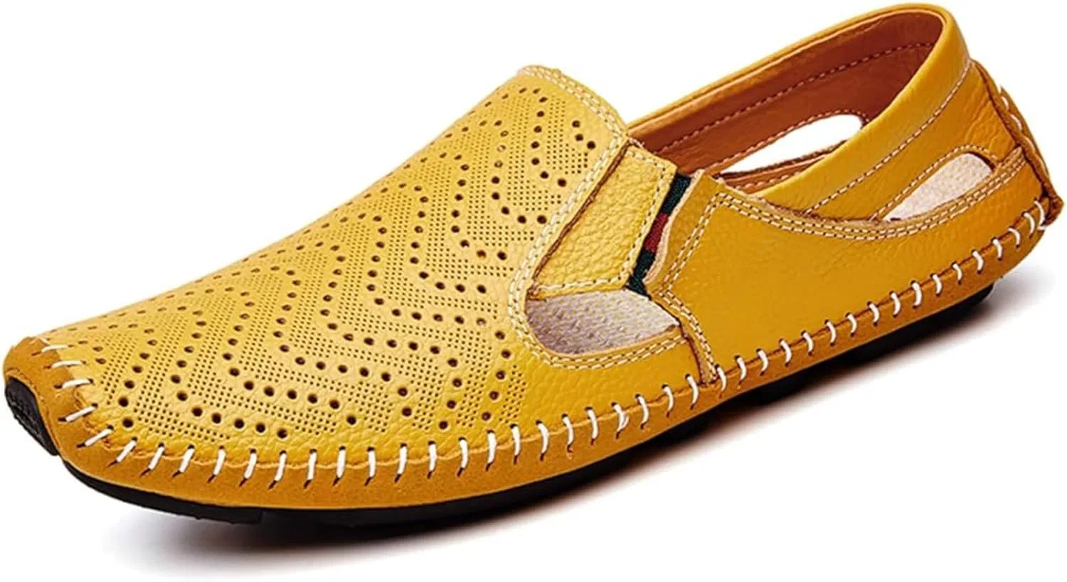 Мокасины кожаные Men's Leather Driving Loafers Breathable Casual Shoes, Желтый a Xinduoyu