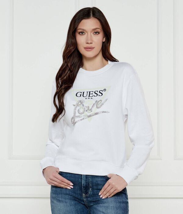 

Толстовка женская Guess Jeans с блестящей надписью, белый
