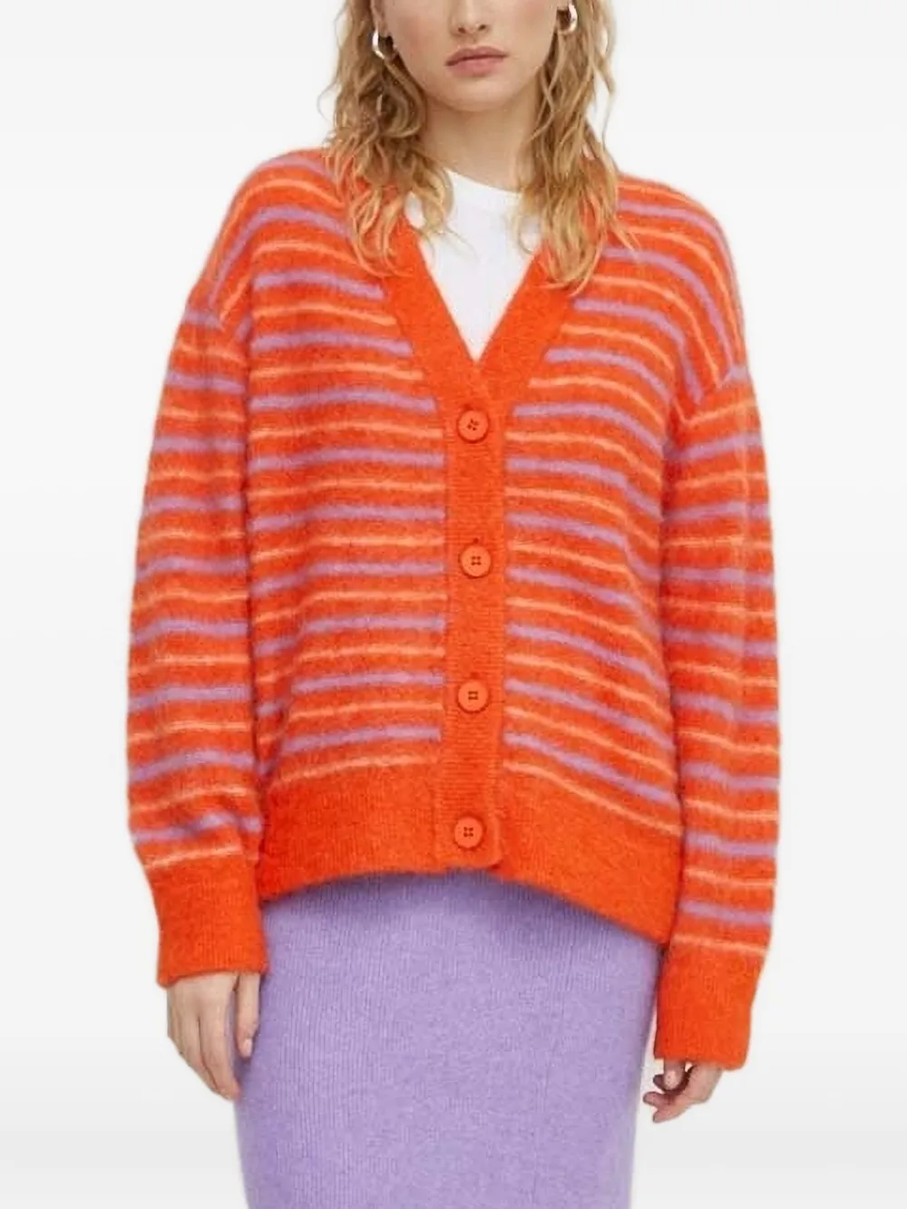 

Полосатый кардиган на пуговицах American Vintage, оранжевый
