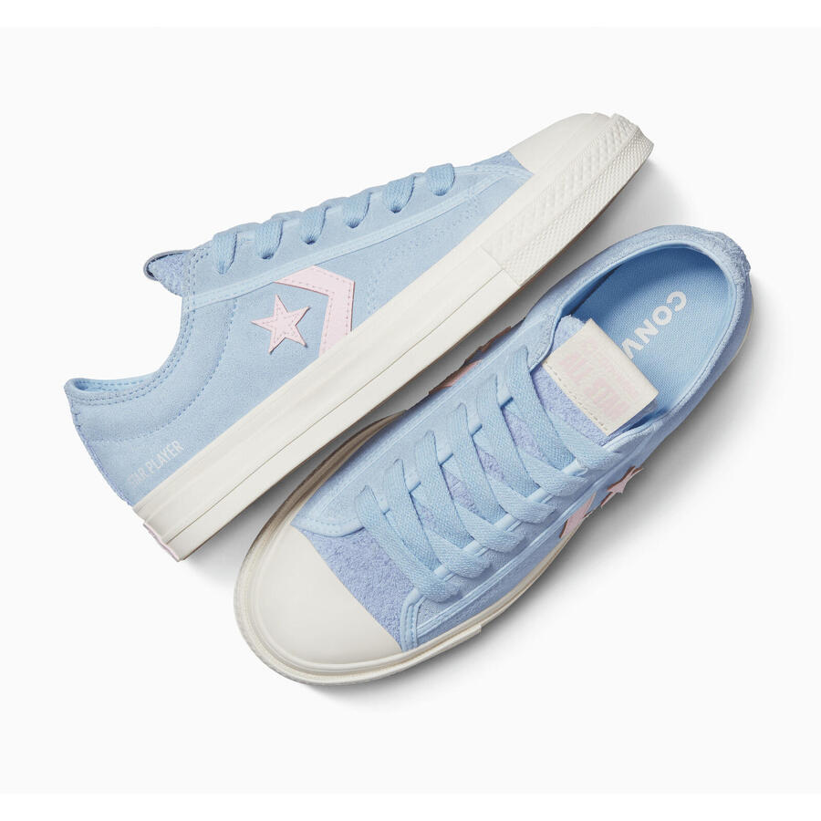 Кроссовки Converse Star Player 76 из цветной замши, синие, женские — фото 2