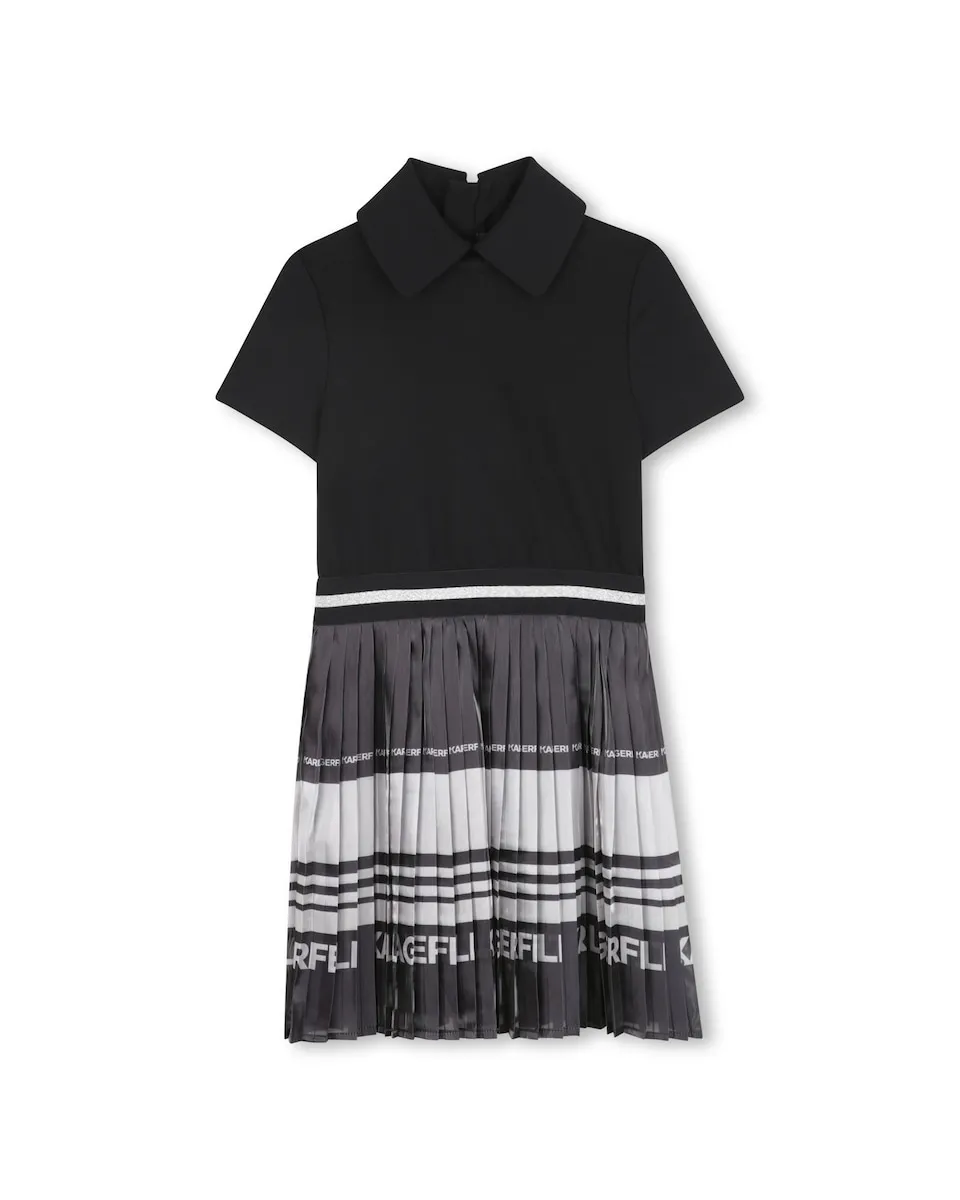 

Детское платье черного цвета с коротким рукавом Karl Lagerfeld Kids