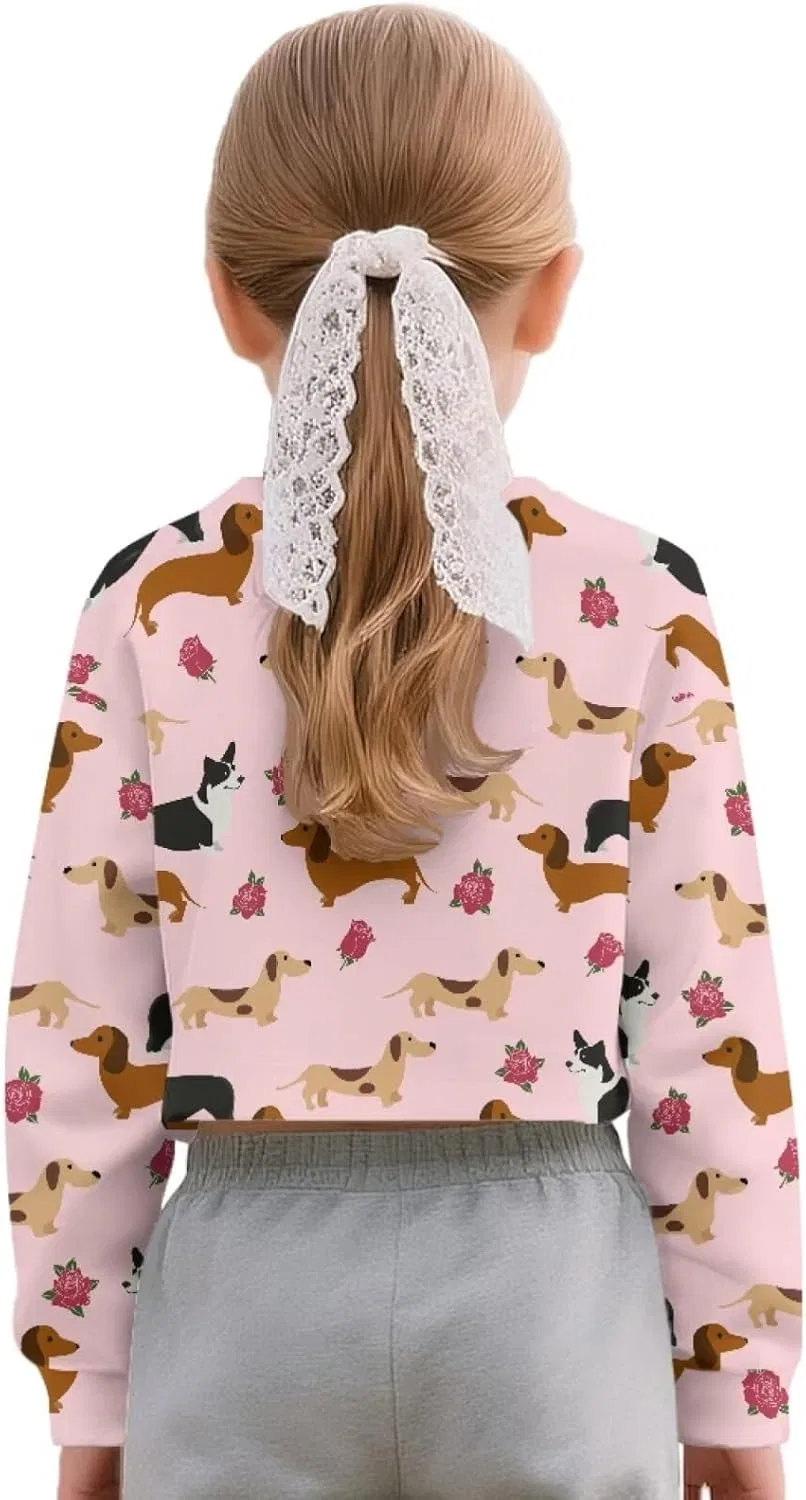 Детская укороченная кофта с принтом Dachshund Floral, Coldinair, набор 1 шт — фото 3
