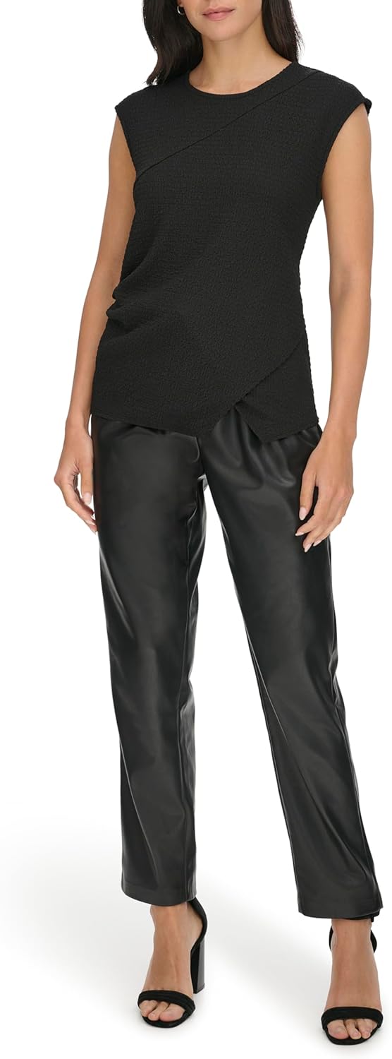 

Женский текстурированный топ с короткими рукавами Calvin Klein, Black