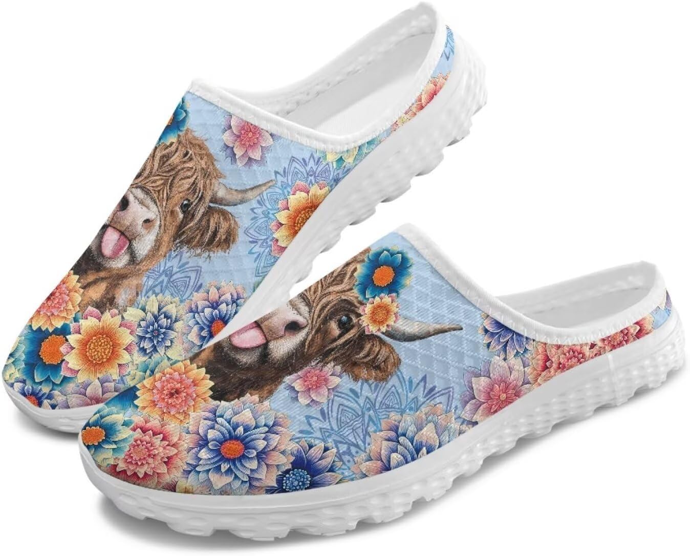 

Женские легкие тапочки с сетчатым верхом и закрытым носком, удобные для ленивого ношения, модные кроссовки для прогулок Tomeusey, Boho Flower Cattle