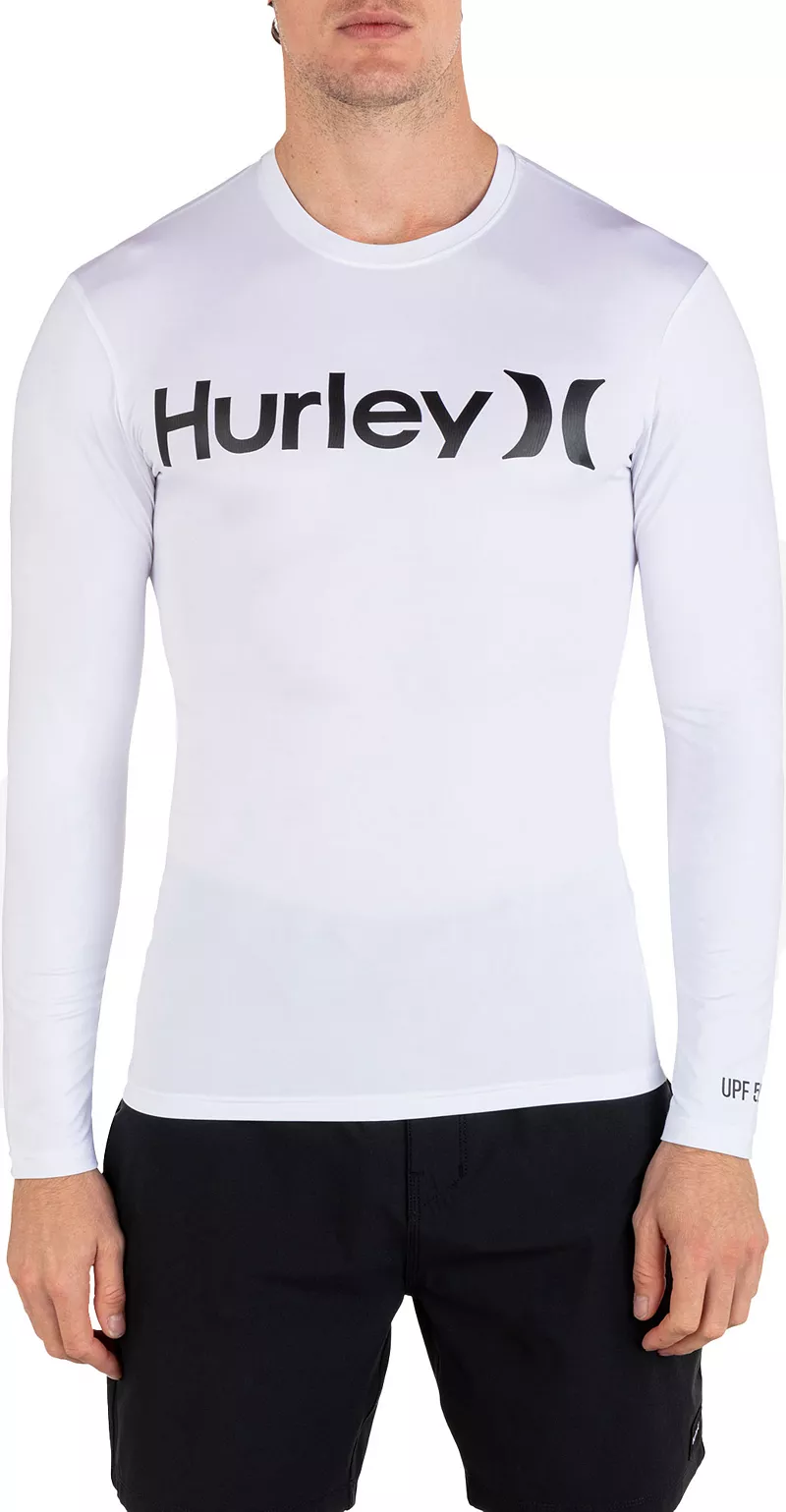 

Мужской рашгард Hurley One and Only Quickdry с длинными рукавами, белый