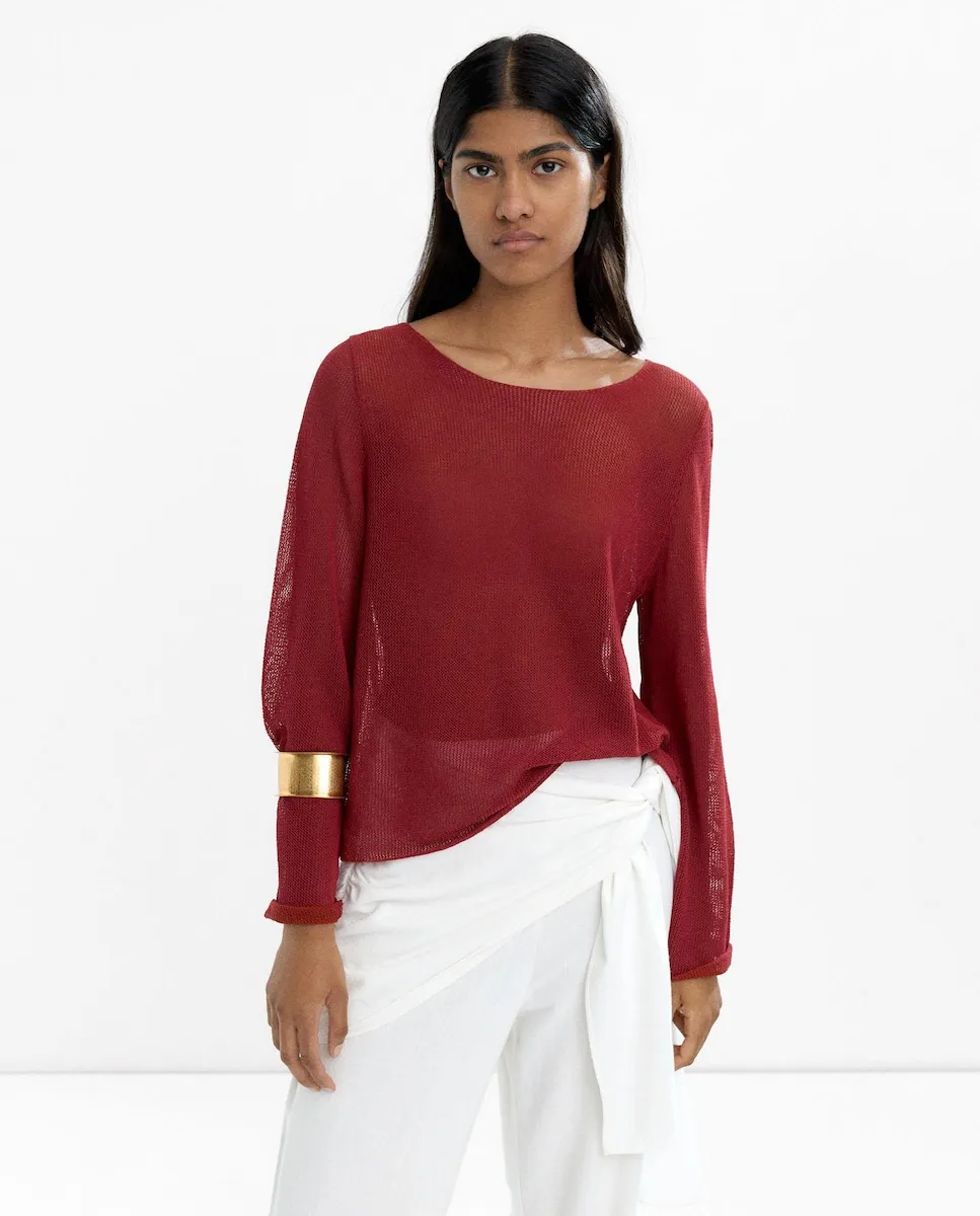 

Женский джемпер из тонкой пряжи с круглым вырезом Parfois, красный