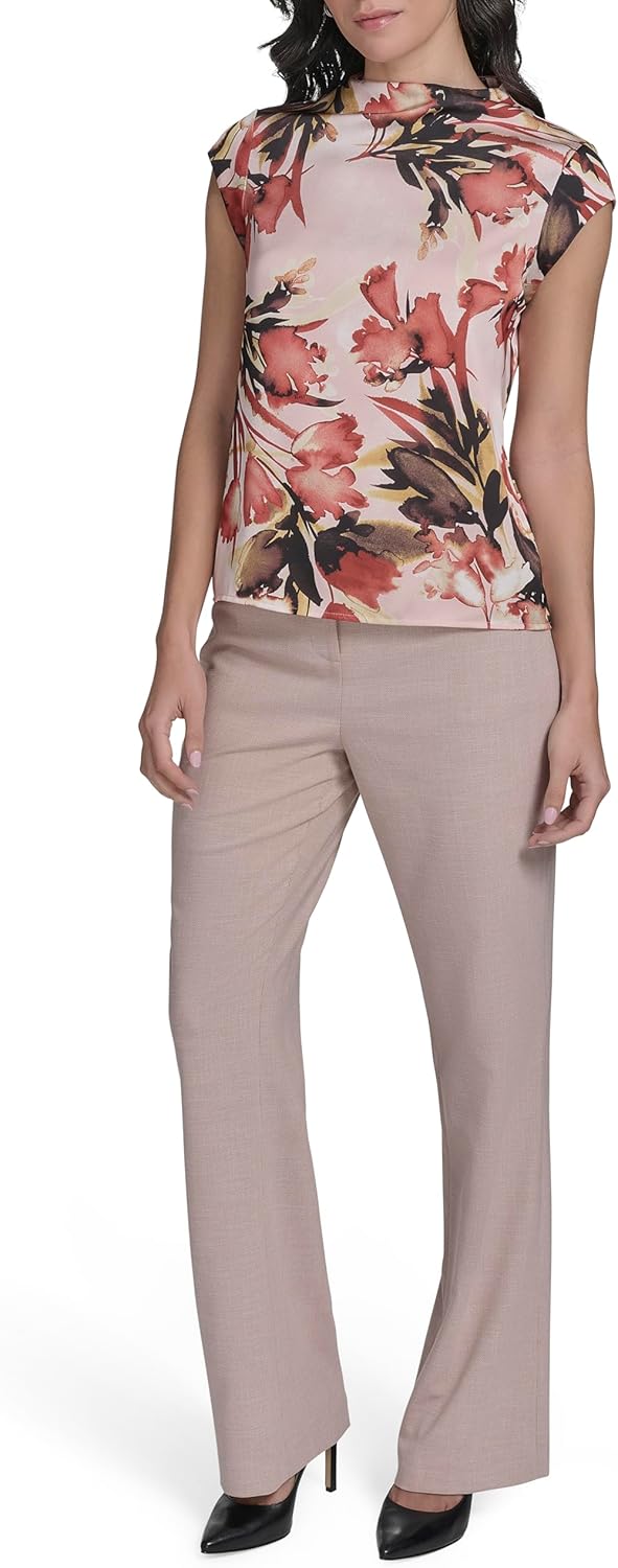 Женский мягкий трикотажный топ Calvin Klein с короткими рукавами, Pink Pepper Multi — фото 2