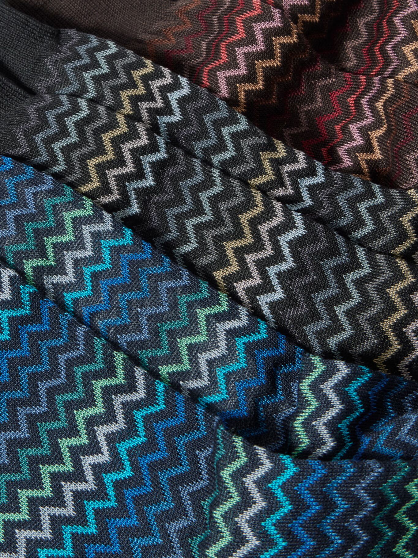 

Три пары полосатых хлопковых носков, связанных крючком MISSONI, синий