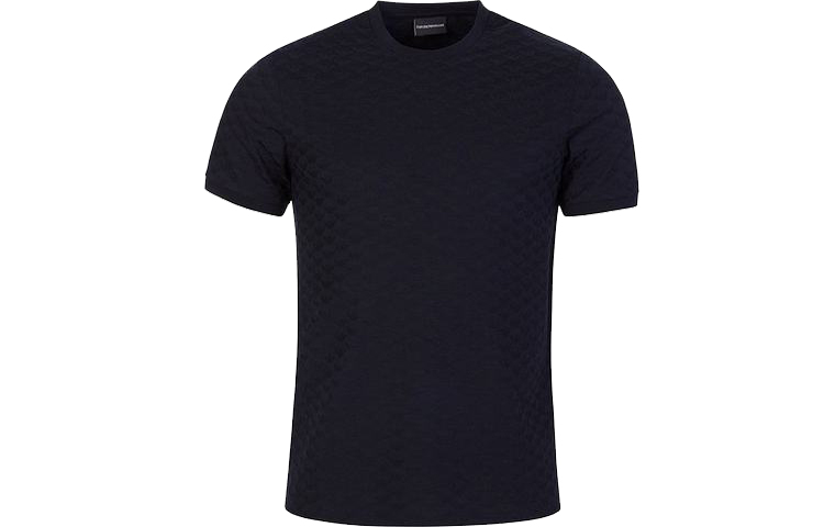 Футболка из хлопка с тисненым логотипом EMPORIO ARMANI, темно-синяя — фото 2