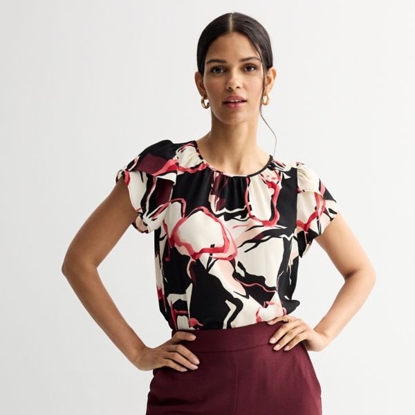 

Блузка с тюльпановыми рукавами мини Nine West, цвет pink modern poppy