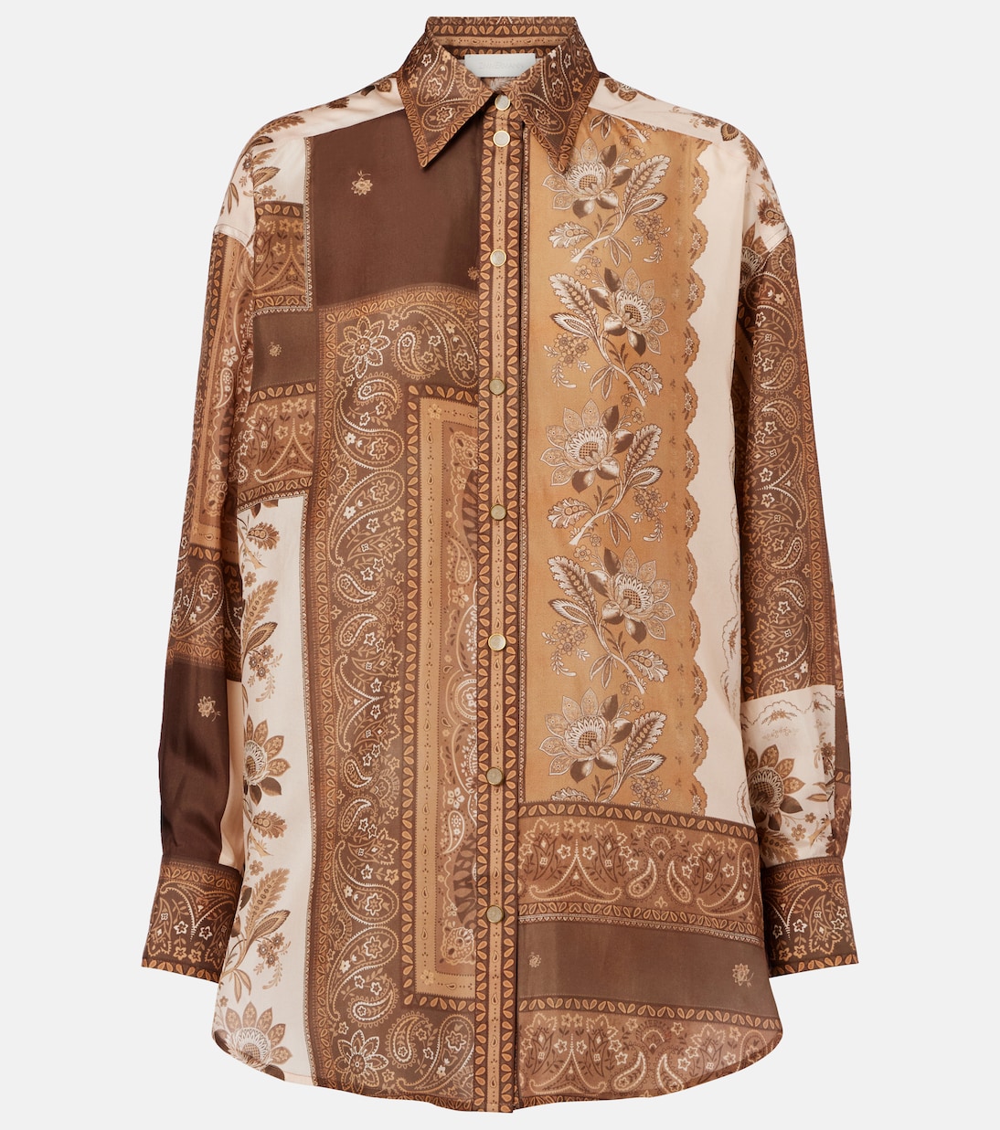 

Счастливая бандана из шелкового сатина рубашка Zimmermann, Chocolate Bandana