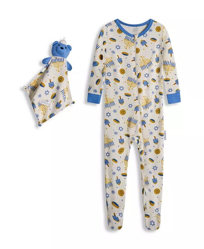 

Пижамный комплект из 2 предметов Snug Fit Hanukkah для мальчиков или девочек Max & Olivia, коричневый/бежевый