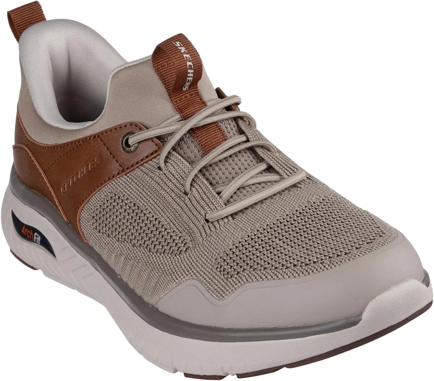 Мужские кроссовки Skechers Arch Fit Crosser - Emeric Trainers, Taupe Brown Knit Synthetic