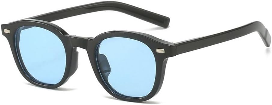 

Винтажные квадратные панк-солнцезащитные очки для женщин, модные желто-голубые очки с защитой от УФ-излучения UV400, модные мужские солнцезащитные очки с заклепками, овальные солнцезащитные очки SKFGNX, Black Blue