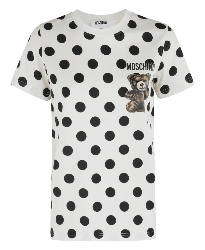 

Футболка с логотипом цвета слоновой кости и черного цвета. Moschino, белый, Черный, Футболка с логотипом цвета слоновой кости и черного цвета. Moschino, белый