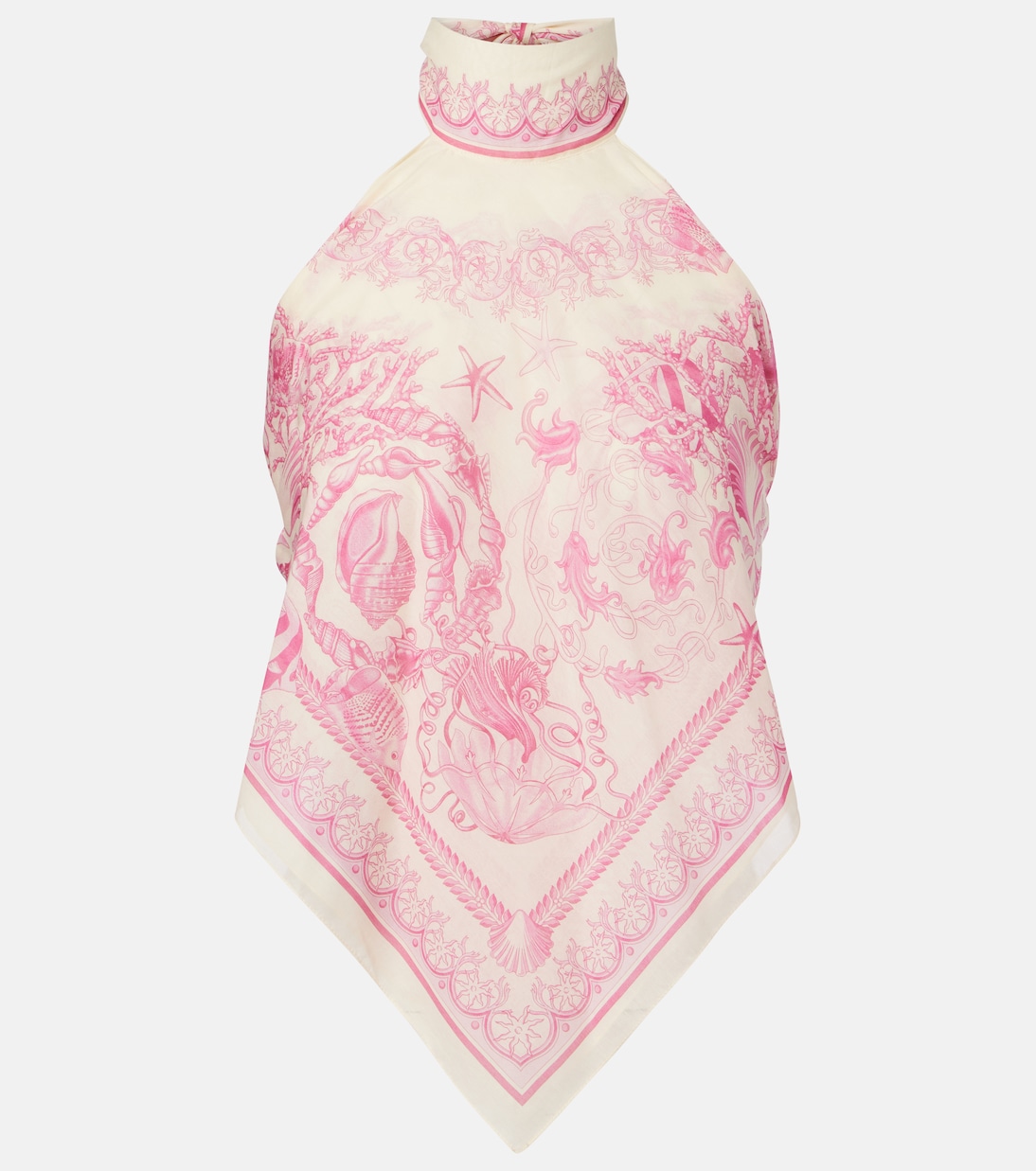 

Топ из хлопка и шёлка Underwater Barocco Versace, Eggshell+Dragonfruit