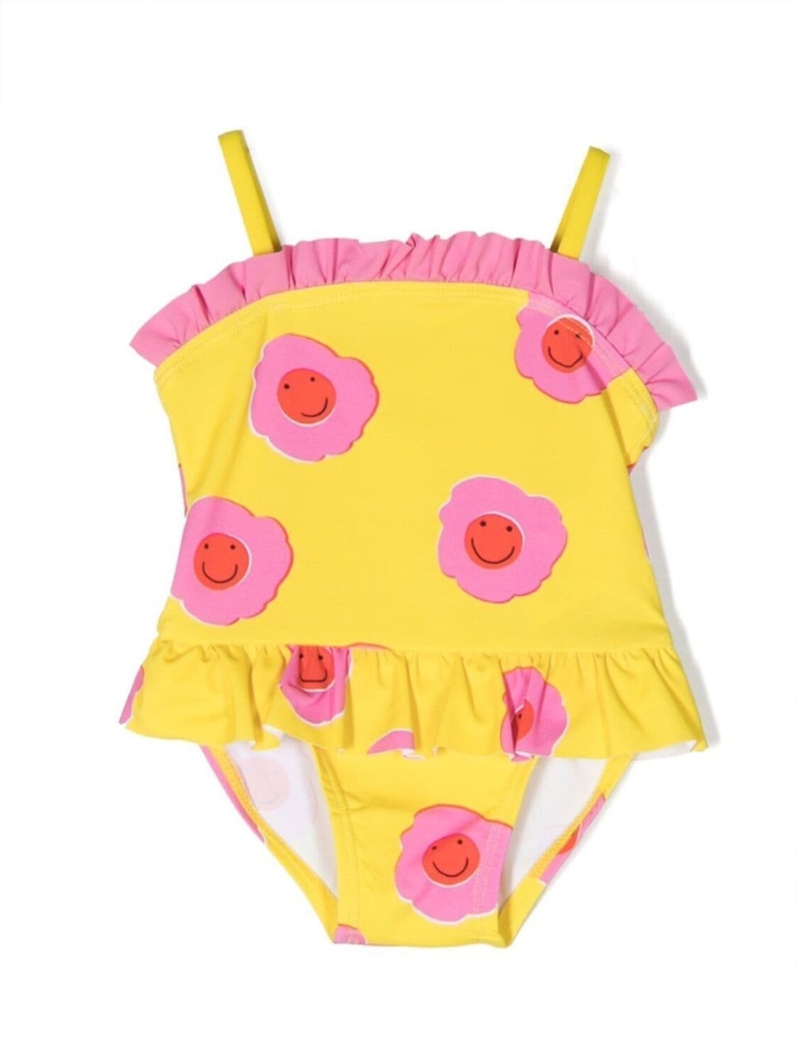 

Stella McCartney Kids купальник с оборками и цветочным принтом, желтый