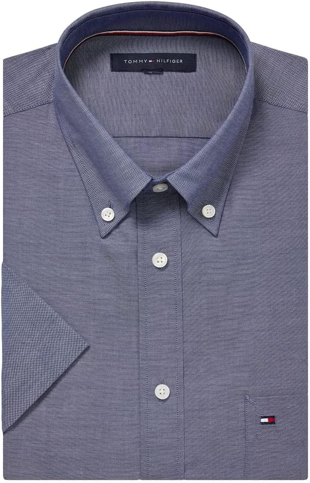 Рубашка Tommy Hilfiger с коротким рукавом и застежкой на пуговицы, Navy — фото 3