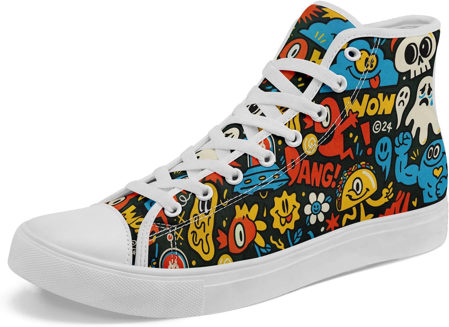 

Стильные высокие кеды из холщовой ткани AWSOLE для мужчин и женщин, модные художественные дизайны, различные яркие стили, плоские кроссовки для ходьбы, белый/черный/красный/синий/желтый