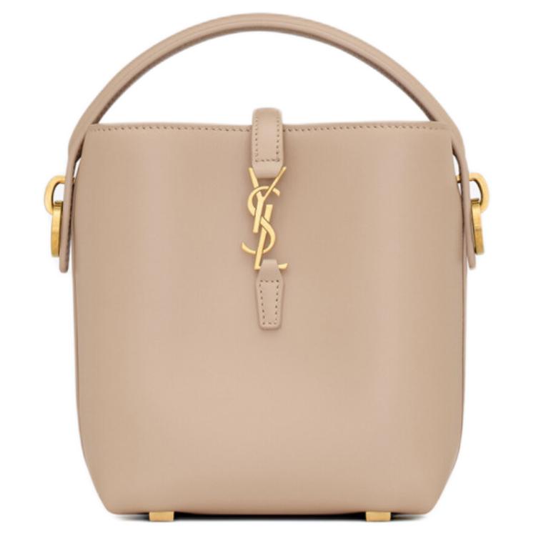 

SAINT LAURENT Сумка-ведро Cassandre из коровьей кожи, наплечная сумка, кросс-боди мини, женская, темный бежевый