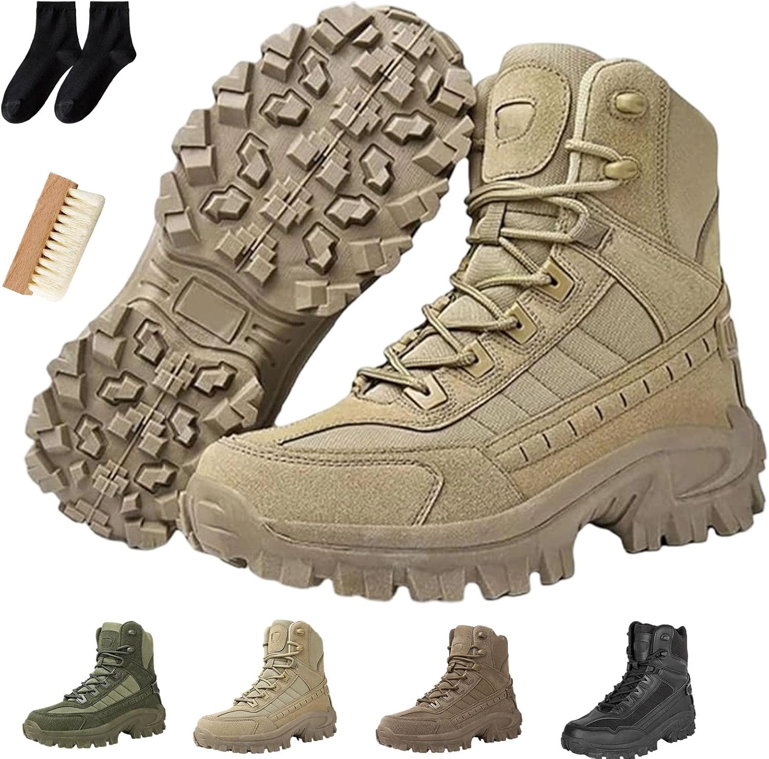 

Ортопедические ботинки Gugliet Mens с поддержкой стопы, против проколов, водонепроницаемые, против растяжений, походные, против скольжения, стойкие к проколам, коричневый