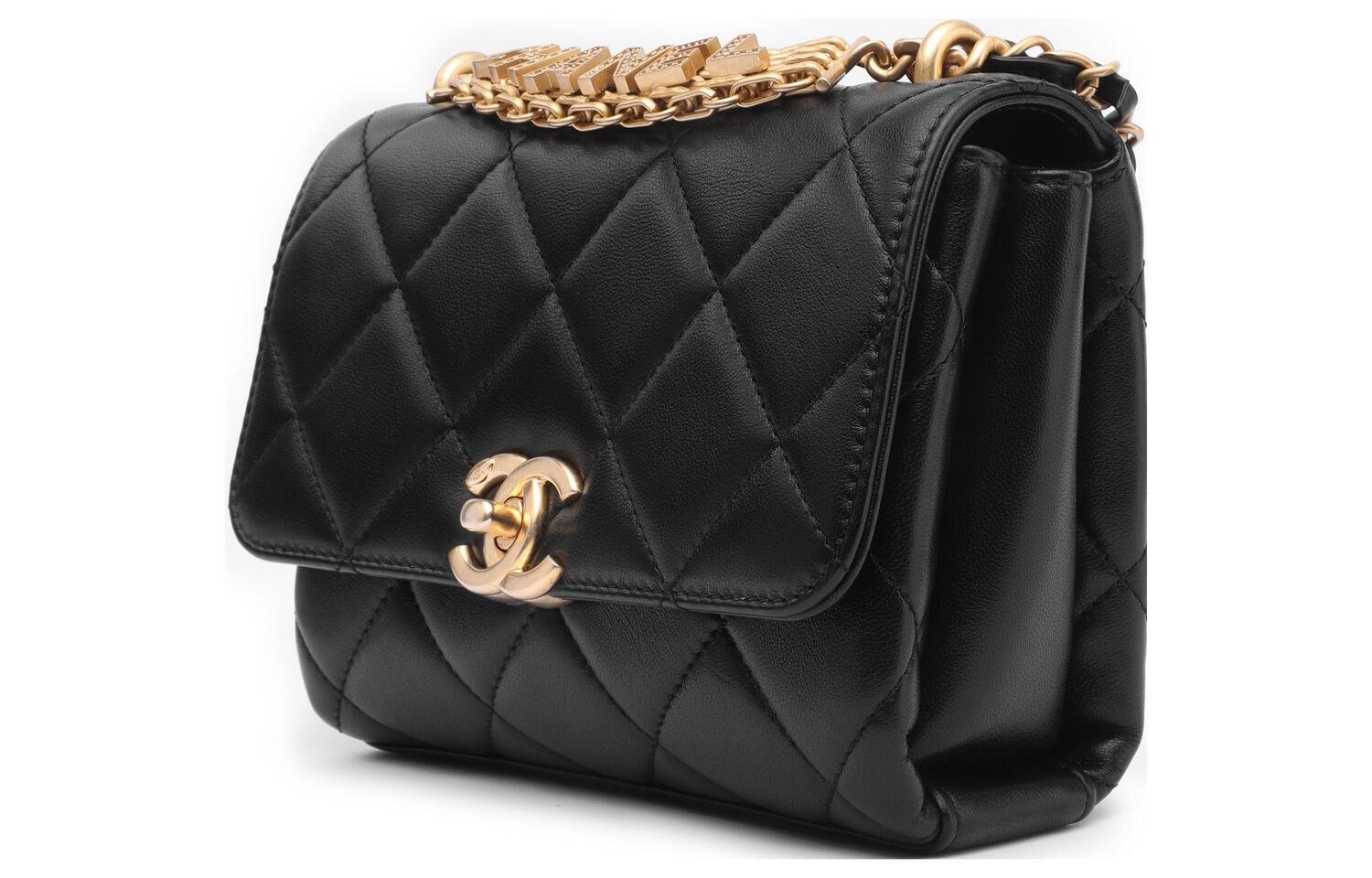 CHANEL 22SS Сумка через плечо из ягненка, мини кроссбоди женская черная — фото 3