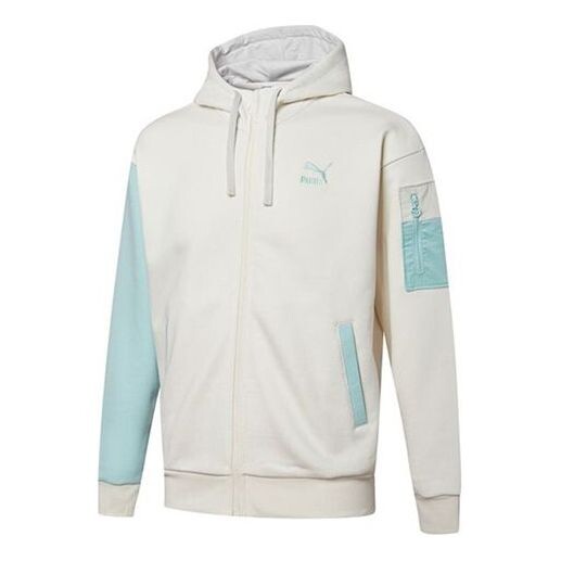 

Куртка retro colorblock knit hooded logo jacket white Puma, белый