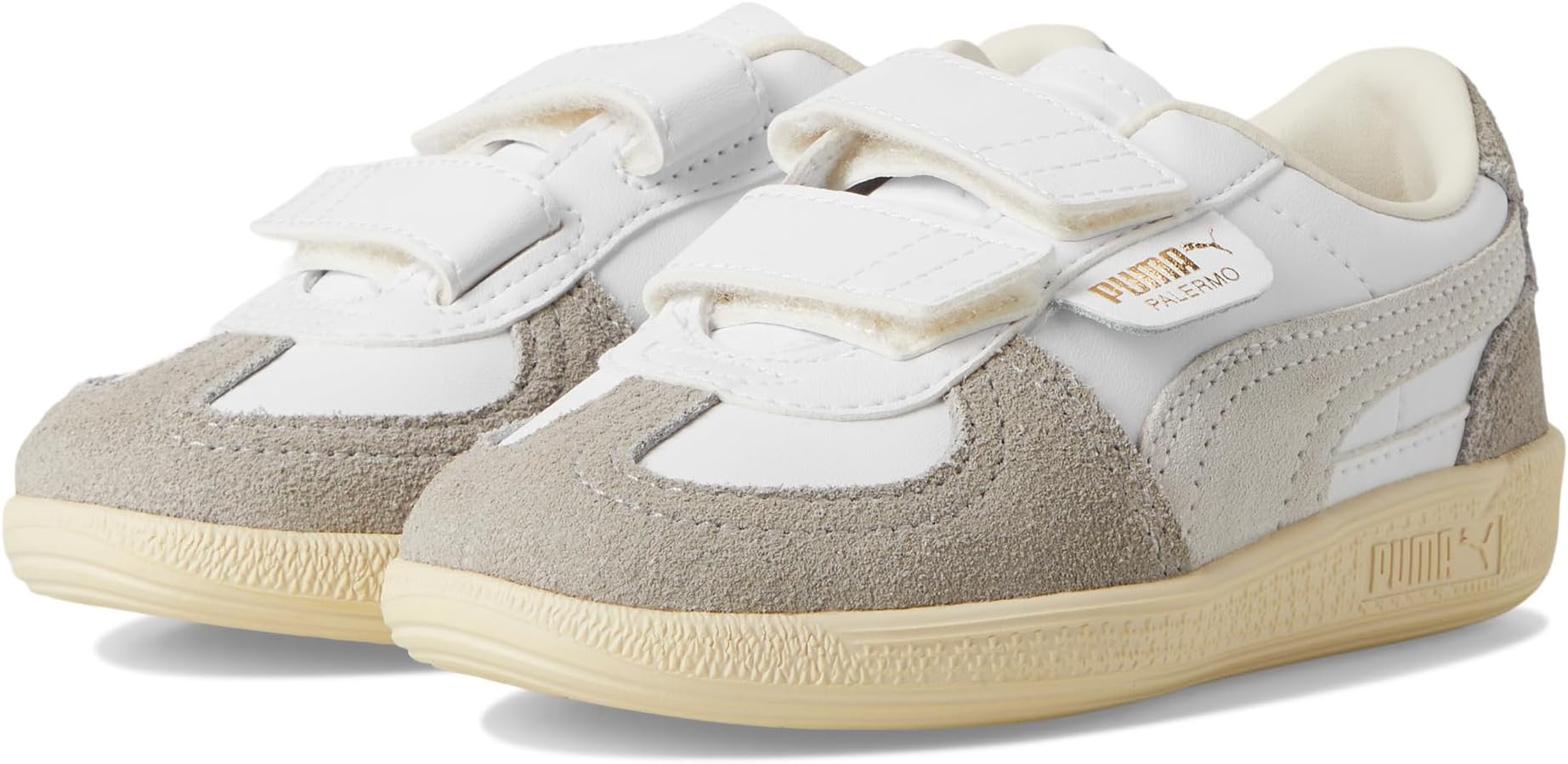 

Кроссовки PUMA Kids Palermo Hook and Loop, Puma White/Cool Light Gray/Sugared Almond